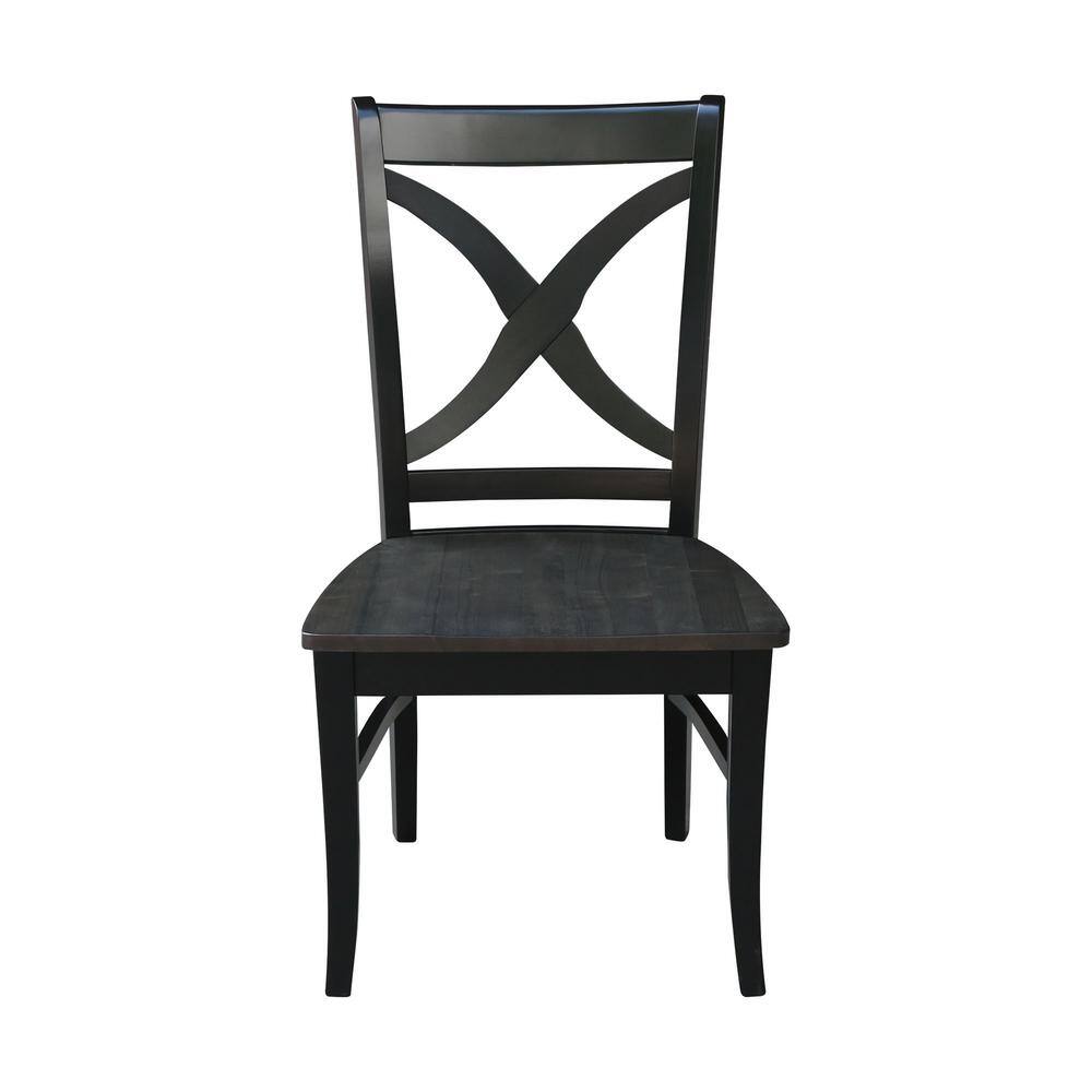 Black High Cross Back Solid Wood Dining Chair