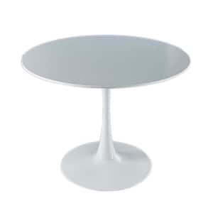 42.1 in. White Round Table, Modern Wooden MDF Table, Writing Table, Dining Table, Outdoor Patio, Garden, Backyard