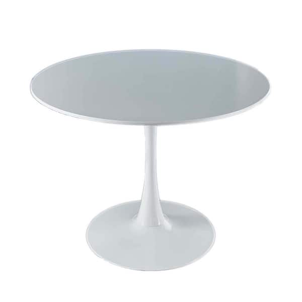 Tunearary 42.1 in. White Round Table, Modern Wooden MDF Table, Writing Table, Dining Table, Outdoor Patio, Garden, Backyard