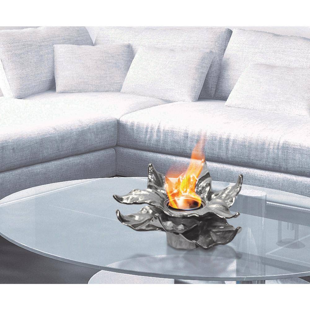 Heathcote Silver Aluminum Gel Fuel Tabletop Fireplace