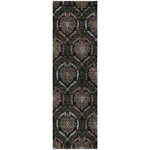 Dream Shag Premium Machine Washable Abstract ADS809 Black 2 ft. x 7 ft. Runner Rug