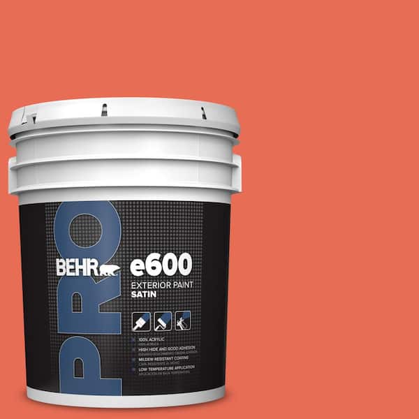 BEHR PRO 5 gal. #190B-6 Wet Coral Satin Exterior Paint