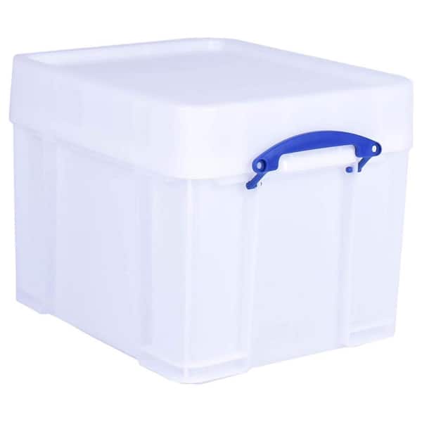 36.98 qt. Extra Strong Plastic Storage Box with Lid in White