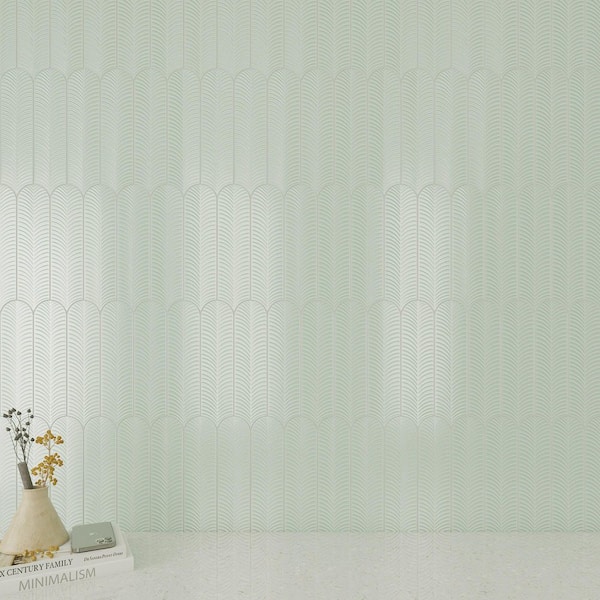 Feather Aqua 3 in. x 12 in. 3D Textured Glossy Ceramic Subway Wall Tile (20-Piece, 4.84 sq. ft. /Case)