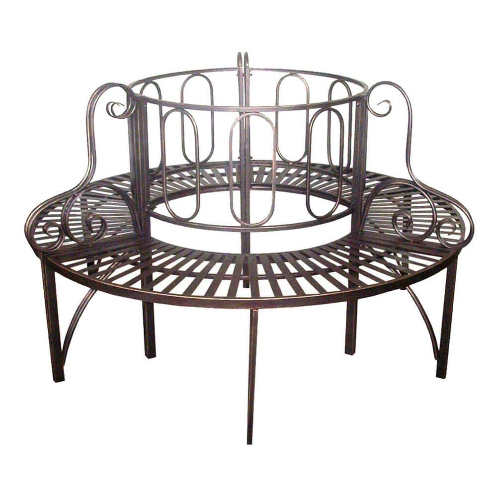 Roundabout 2-Person 59 in. W Bronze Metal Outdoor Bench