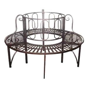Roundabout 2-Person 59 in. W Bronze Metal Outdoor Bench