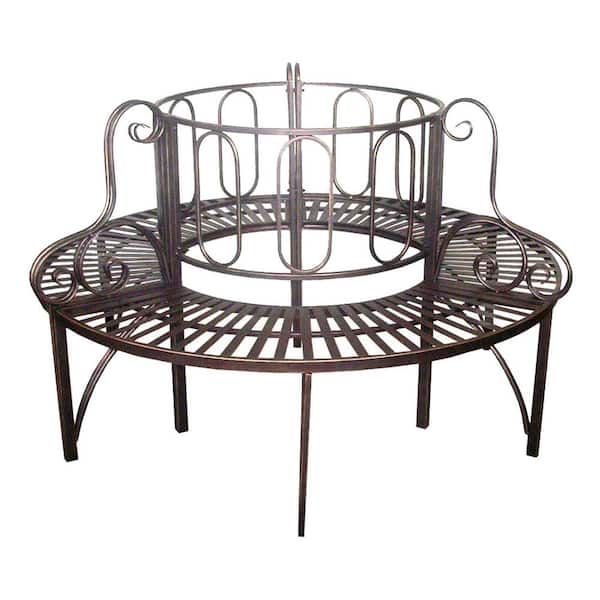 Design Toscano Roundabout 2-Person 59 in. W Bronze Metal Outdoor Bench