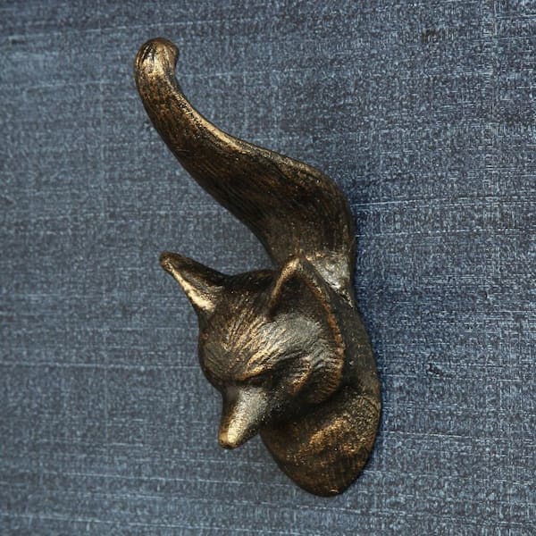 HomeRoots 5 in. Brass Cast Iron Fox Shaped Wall Hook 2000390119 - The Home  Depot
