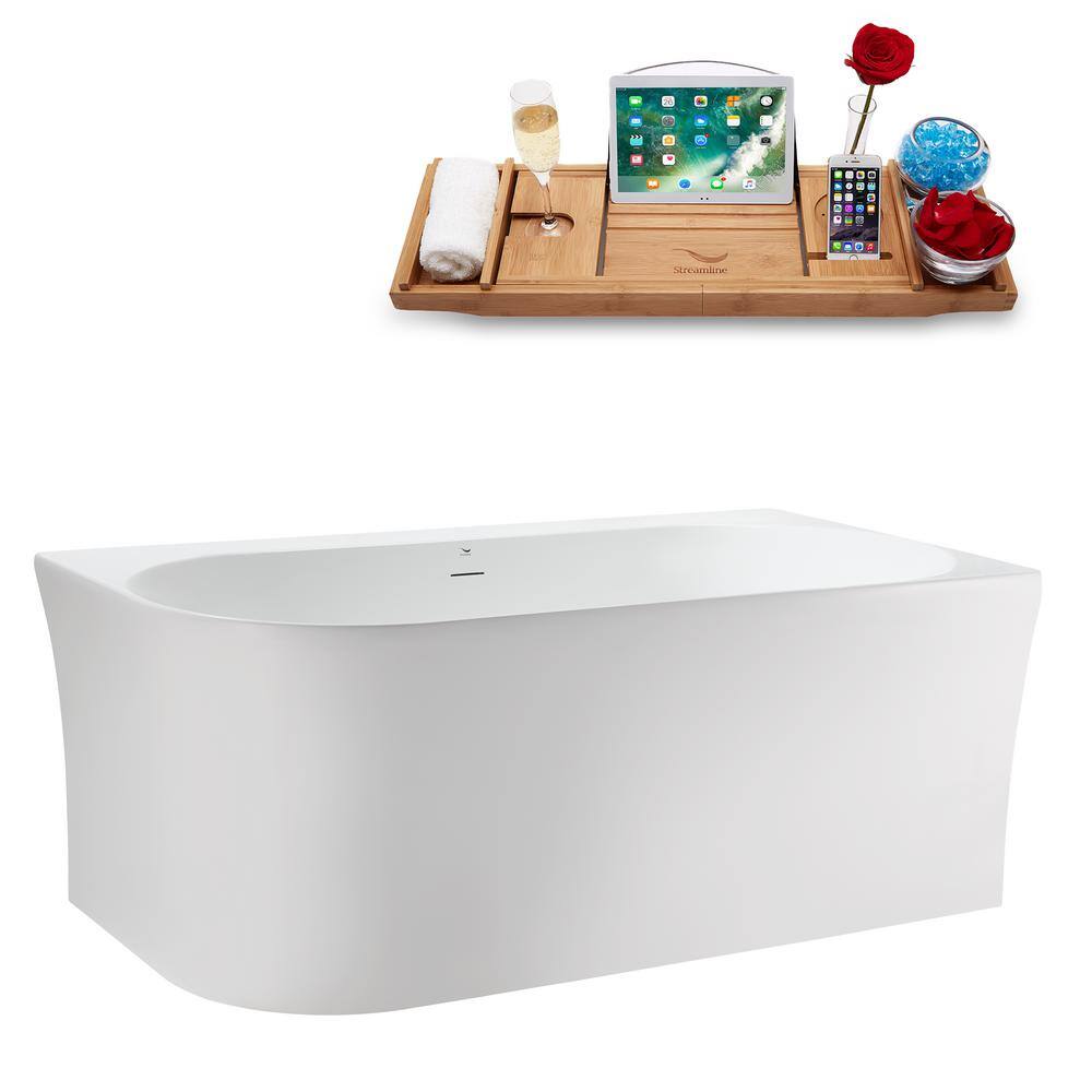 55.1'' Glossy White Acrylic Freestanding Soaking Bathtub