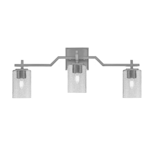 Unbranded Bridgewater 24.75 in. 3 Light Vanity Light Graphite with 4 in. Smoke Bubble Glass Shades, No Bulbs Included