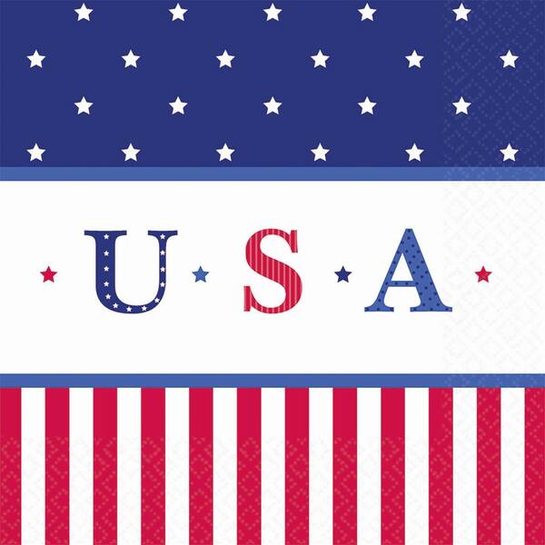 Amscan 6.5 in. x 6.5 in. American Classic Lunch Napkins (16-Count, 5-Pack)