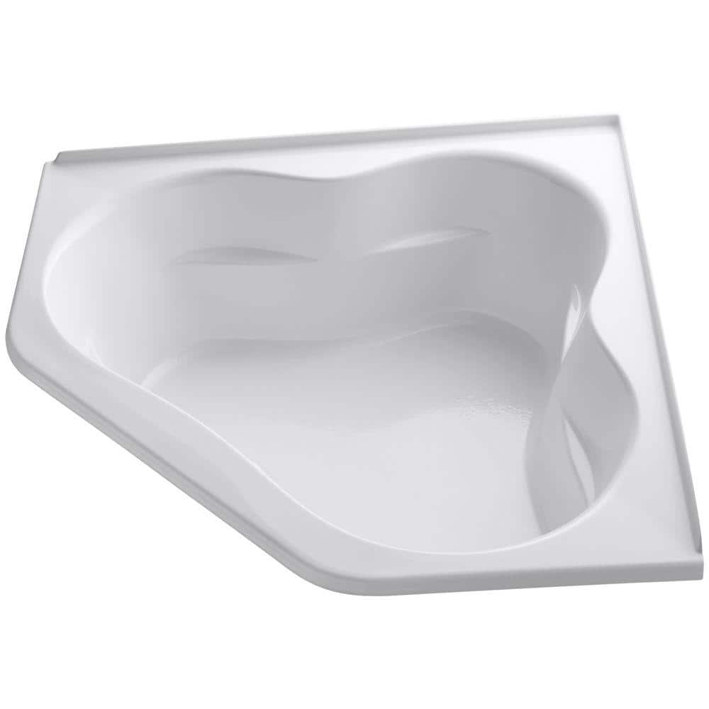 White Clover-Shaped Corner Soaking Bathtub with Molded Supports