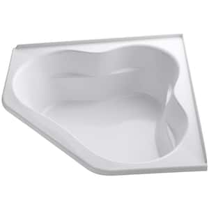 Tercet 5 ft. Corner Drop-in Center Drain Soaking Tub in White