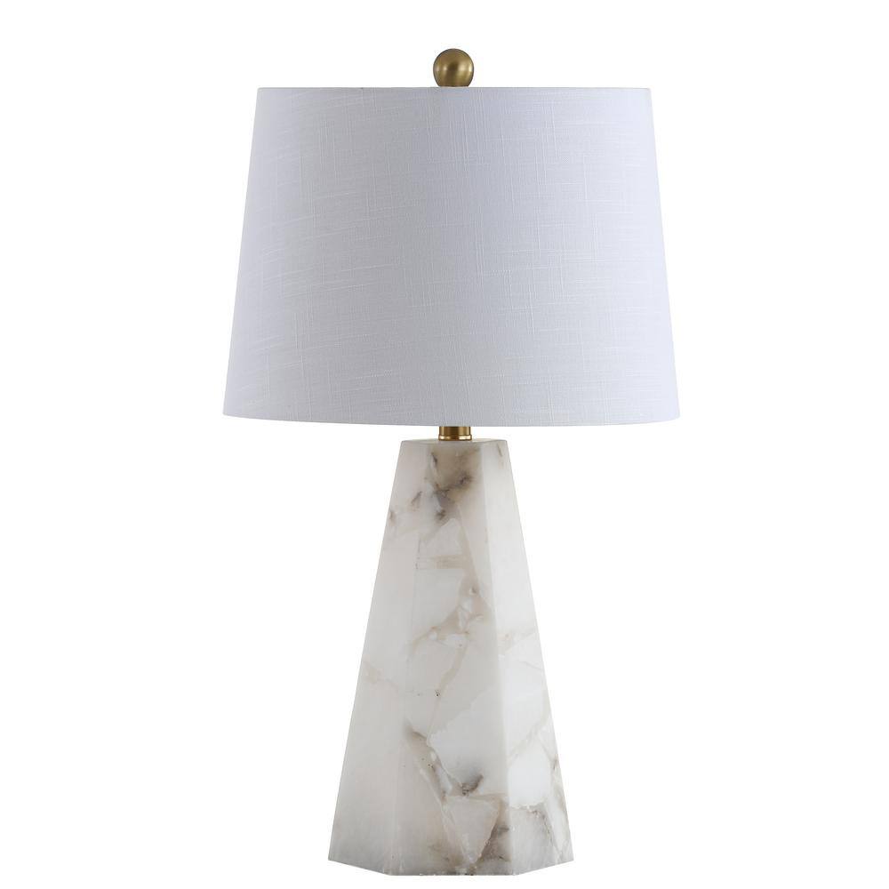 Xio 25.5" White Alabaster LED Table Lamp with Brass Accents