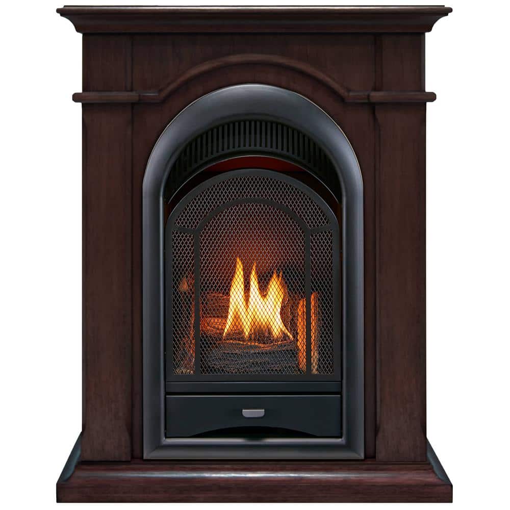 15 000 BTU Dual Fuel Vent Free Gas Fireplace System T-Stat Control in Choco