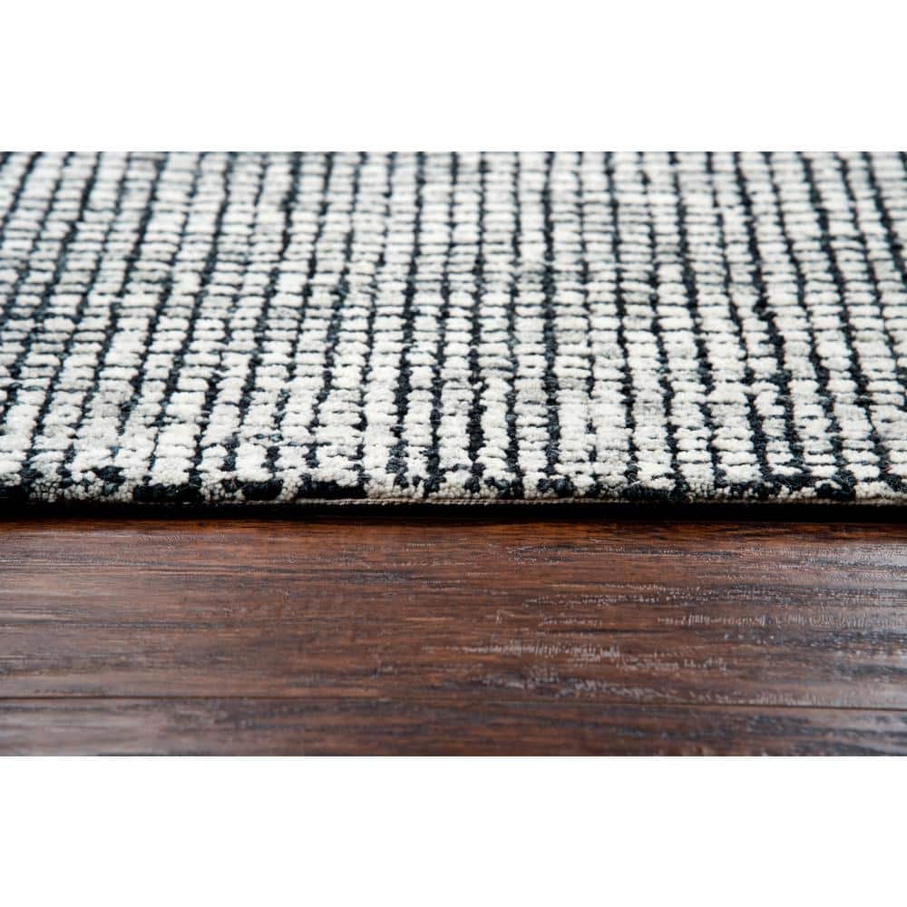 Storm Black and Beige Hand-Tufted Wool Area Rug