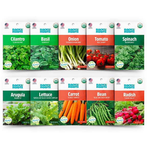 Back to the Roots Organic Beginner's Vegetable Garden Seeds Variety (10-Pack)