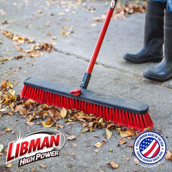 24 in. High Power Multi-Surface Push Broom with 60 in. Steel Handle (8-Pack)
