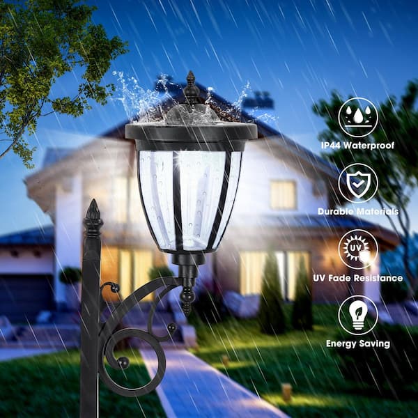 Kambria 29 in. Black Multi-Function Outdoor Solar Lamp Post and Planter Kambria 29 in. Black Multi-Function Outdoor Solar Lamp Post and Planter