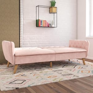 Tallulah Pink Velvet Memory Foam Futon