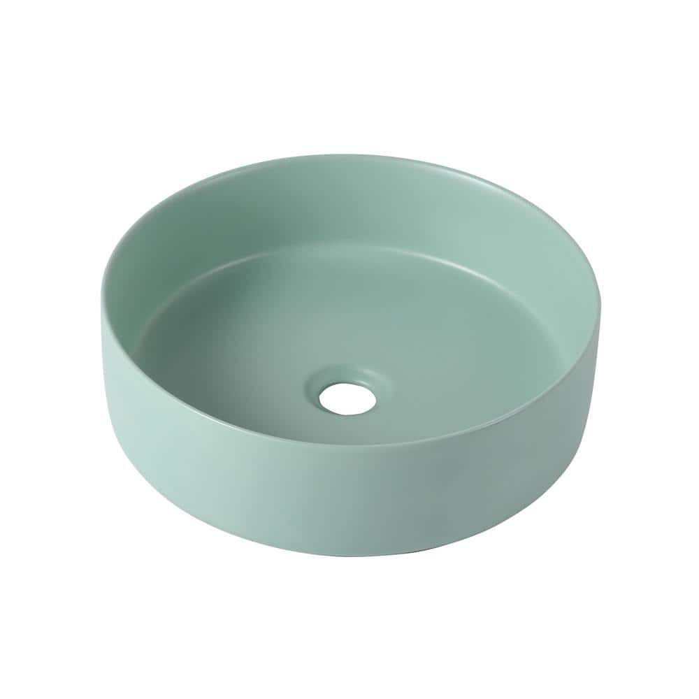 Ceramic Circular Round Vessel Bathroom Sink Bowl Shaped Art Sink in Light Green -  WarmieHomy, HD0107