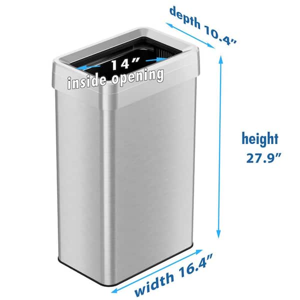 iTouchless 18 Gal. / 68 Liter Stainless Steel Rectangular Open Top