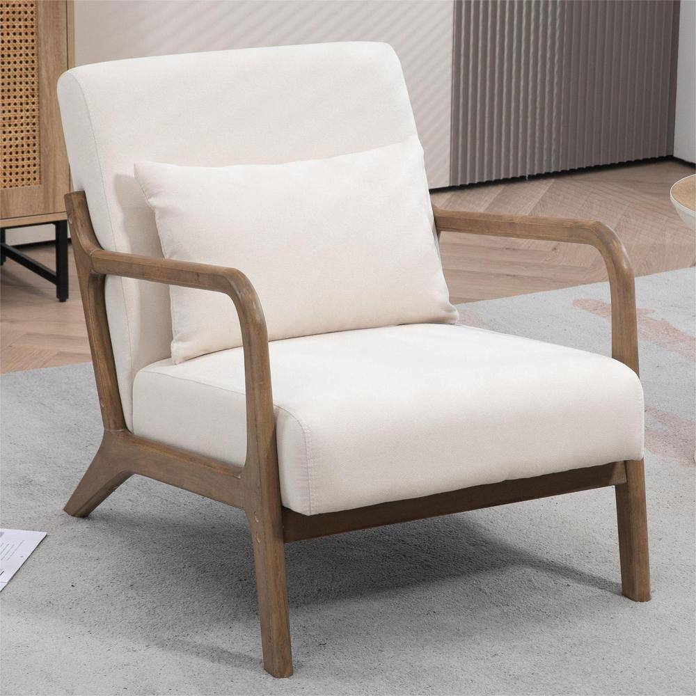 Set of 2, Mid Century Modern Arm Chair with Wood Frame, Upholstered Living 