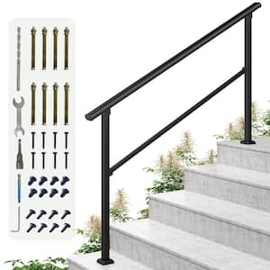 36 in. H x 68 in. W Black Wrought Iron Stair Railing Kit Handrails for Outdoor Steps Fit 4 or 5 Steps