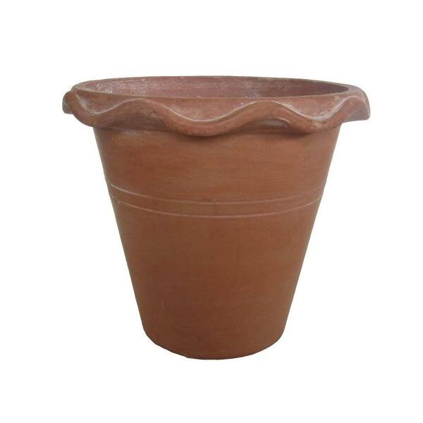 Unbranded 18 in. Round White Washed Terra Cotta Polyclay Daisy Pot