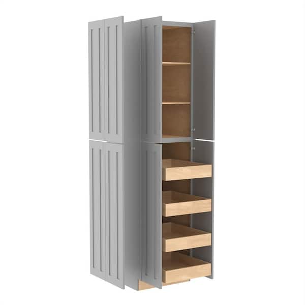 Grayson Pearl Gray Painted Plywood Shaker Assembled Pantry Kitchen Cabinet End Panel 23.8 in. W. x 0.75 D in. 96 in. H