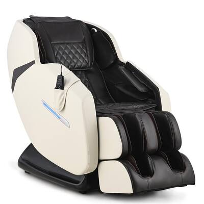 Beige Zero Gravity Recliner Massage Chair with SL Track Heating Pads Foot Rollers and Bluetooth Speakers