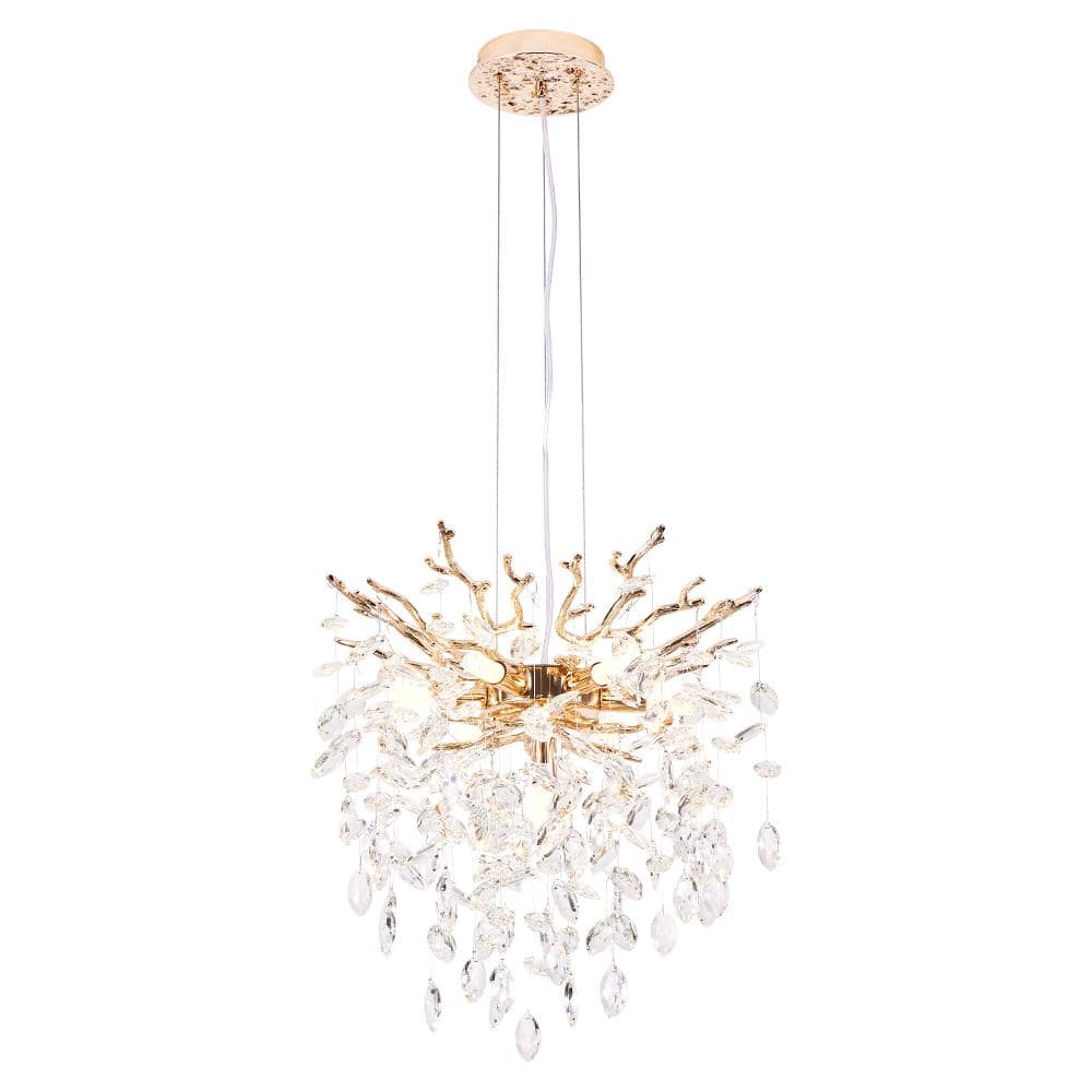 17.7 in. 7-Light Gold Luxe Branch-Style Crystal Chandelier with Adjustable Chain price history on PriceWatchPro