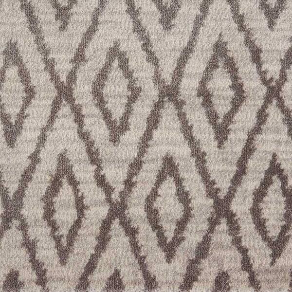 Natural Harmony 6 in. x 6 in. Pattern Carpet Sample - Diamond Back - Color Sterling Gray
