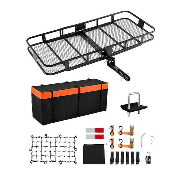 70 in. x 30 in. x 6 in., Hitch Cargo Carrier, 500 lbs. Capacity Hitch Cargo Carrier with Ratchet Straps and Cargo Bag