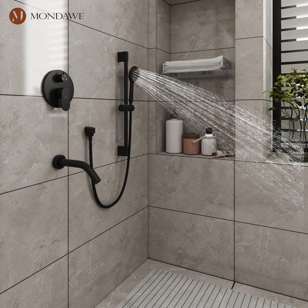 Matte Black Adjustable Height Rain Shower System with Handheld