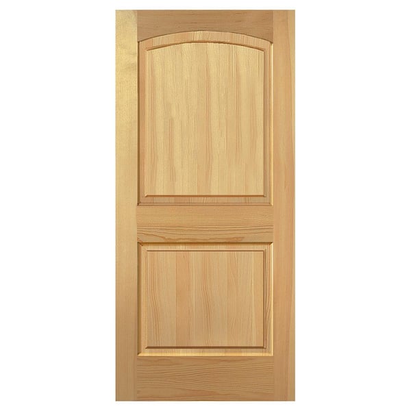Builders Choice 28 in. x 80 in. 2 Panel Arch Top Solid Core Unfinished Pine Wood Interior Door Slab