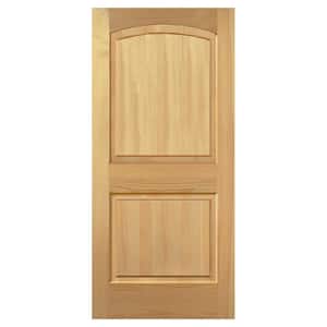 32 in. x 80 in. 2 Panel Arch Top Solid Core Unfinished Pine Wood Interior Door Slab