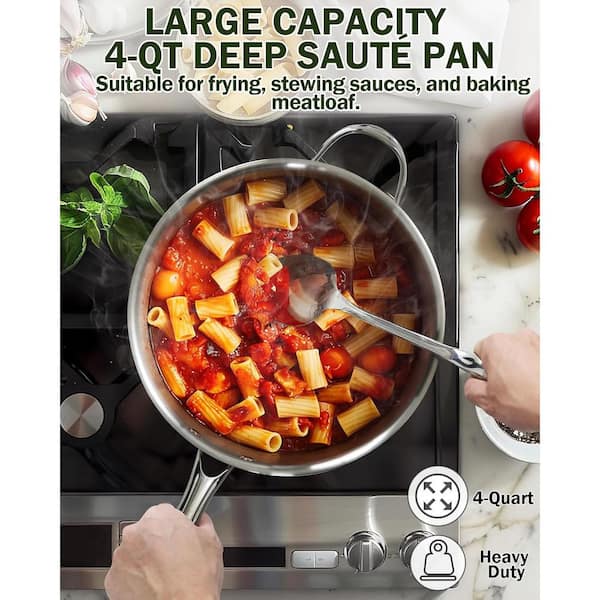 Cooks Standard 4 qt. Stainless Steel Saute Pan with Lid