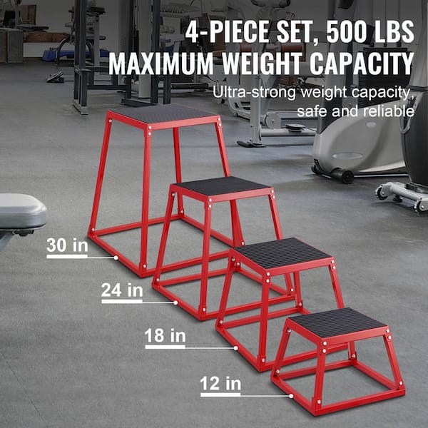 SKYSHALO Plyometric Jump Boxes, 12/18/24/30 in. Red Plyo Box 