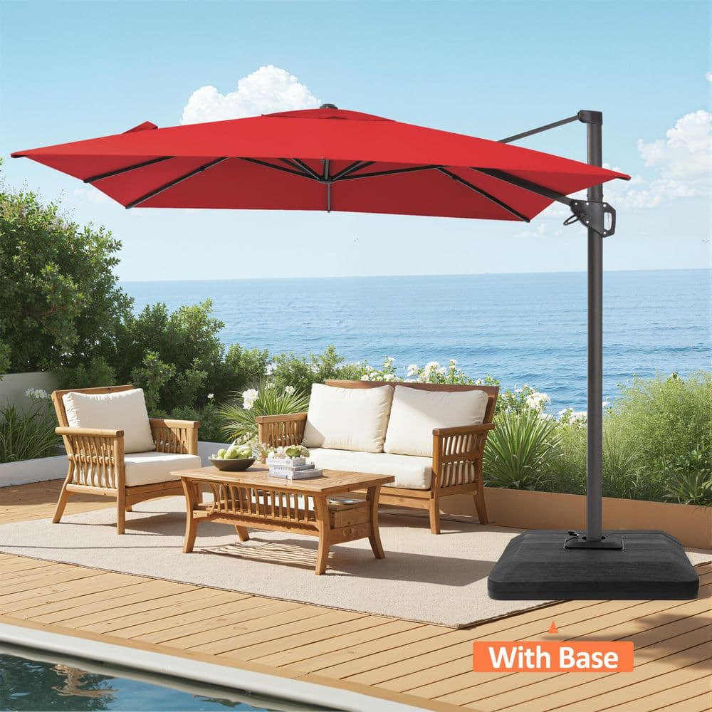 9 ft. x 11.5 ft. Aluminum Cantilever Swivel Tilt Patio Umbrella in Red with 4-piece Base price history on PriceWatchPro