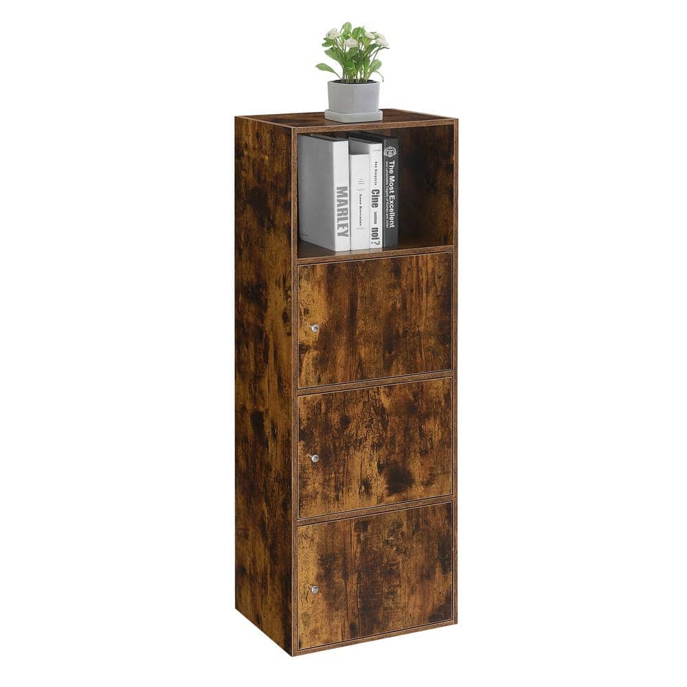 Barnwood Traditional 3-Door Lockable Office Cabinet with Shelf