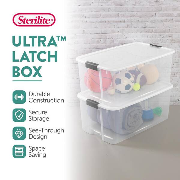 6 Quart Clear Latch Storage Box with Handle and Latches buy - 4 Pack