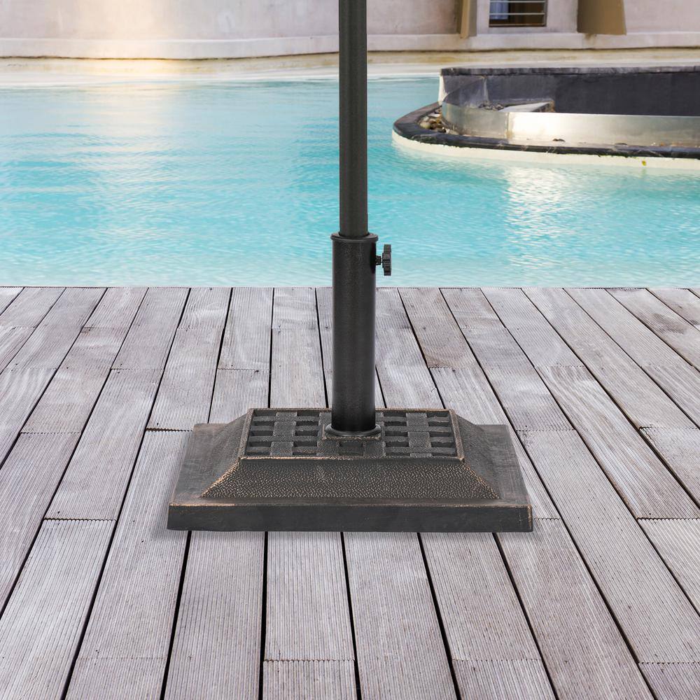 Bronze 26-lb Square Resin Umbrella Base with Metal Stem