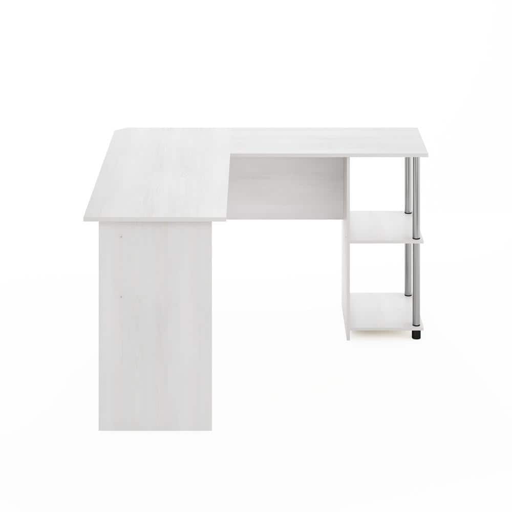 White Oak L-Shape Corner Desk with Shelves