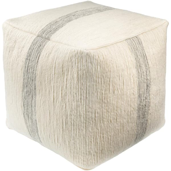 Artistic Weavers Wheeler Off-White Cottage Wool 18 in. L x 18 in. W x 18 in. H Pouf