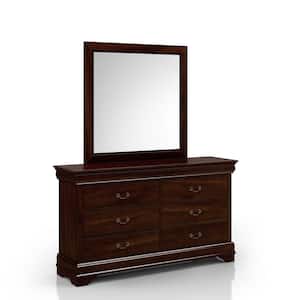 Burkhart Cherry/With Mirror 6-Drawer 58.38 in. W Dresser