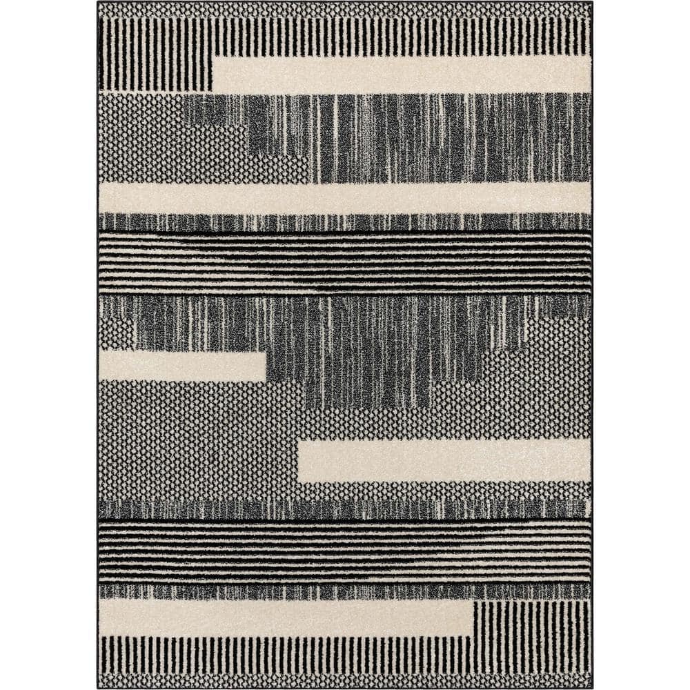 Mc Rugs Well Woven Black Dark Grey 5 ft. 3 in. x 7 ft. 3 in. Mystic Athena ...