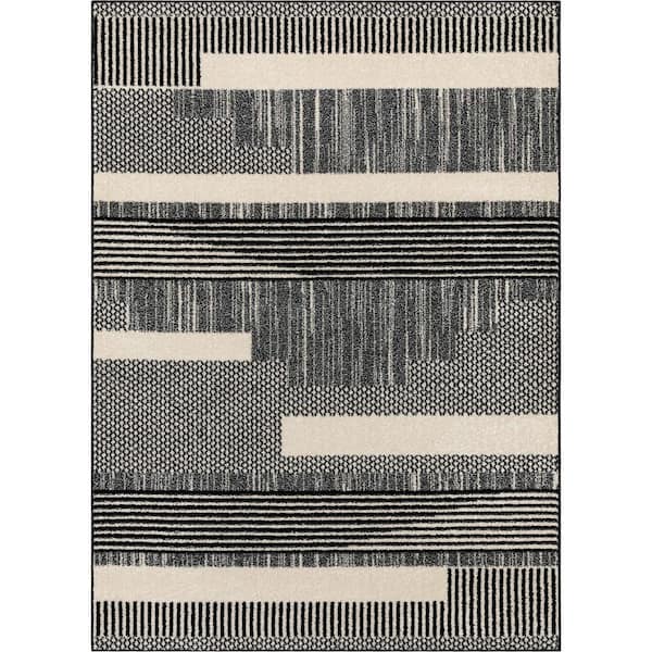 Black Dark Grey 5 ft. 3 in. x 7 ft. 3 in. Mystic Athena Tribal Moroccan Area Rug