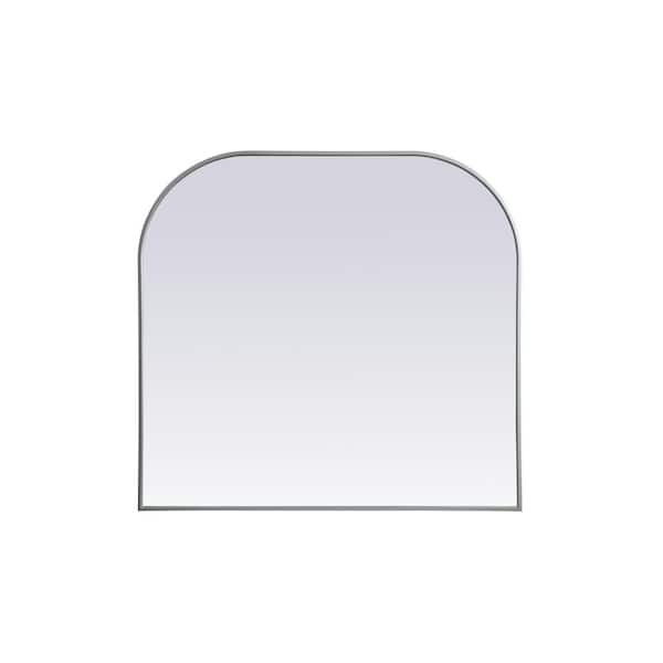 Unbranded Simply Living 40 in. W x 38 in. H Arch Metal Framed Silver Mirror