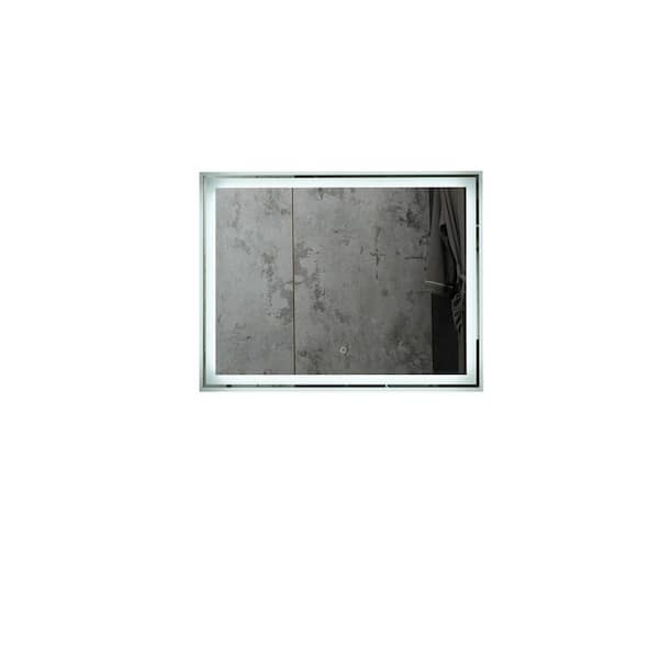 Mediterraneo 35.43 in. W x 27.56 in. H Rectangular Frameless Wall Mount LED Bathroom Vanity Mirror in Frosted